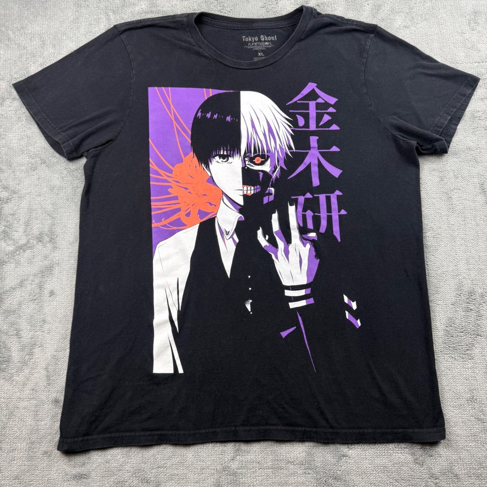 Tokyo Ghoul Ken Kaneki Funimation Anime Graphic TShirt Mens XL Blk Short Sleeve